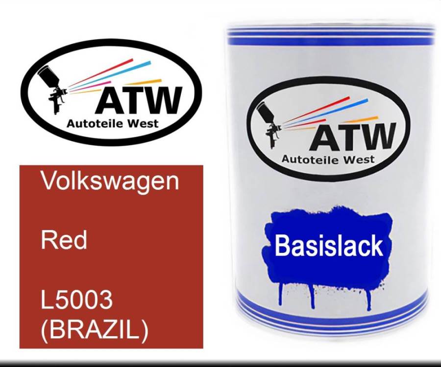 Volkswagen, Red, L5003 (BRAZIL): 500ml Lackdose, von ATW Autoteile West.